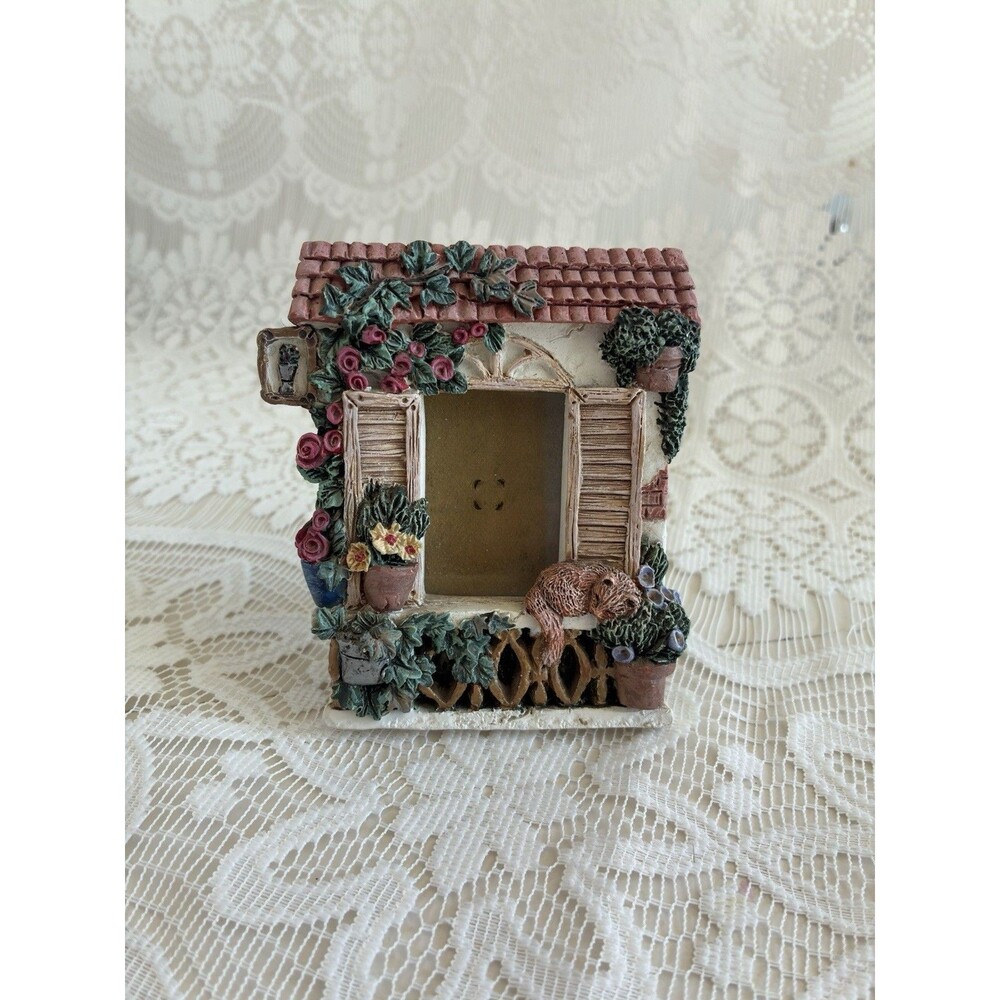 Vintage Figi ‘97 Cottage Window Mini Frame Flowers Ivy Sleeping Cat Cottagecore